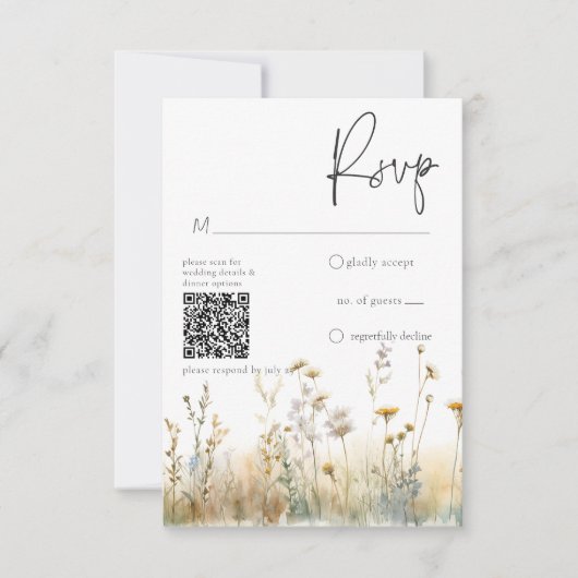 Rustikales Sommerfeld der Wildblumen RSVP Karte (Vorderseite)