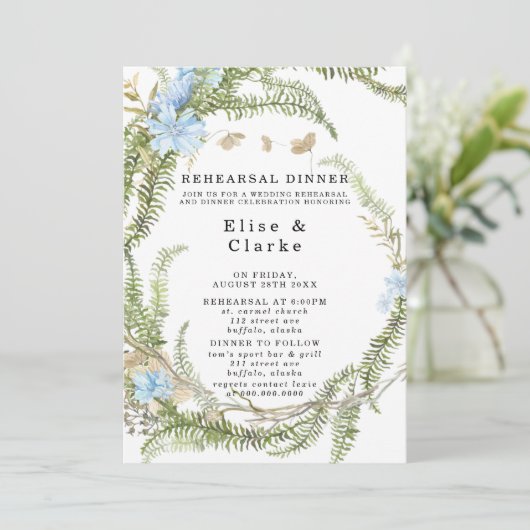 Rustikales Sommerferien Probe Dinner Einladung (Stehend Vorderseite)