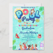 Rustikales Sommerschwimmbad Party Abschluss Einladung (Vorderseite)