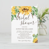 Rustikales Sonnenblume Bouquet Brautparty Einladung (Stehend Vorderseite)