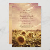 Rustikales Sonnenblume-Feld-Blumenruhestands-Party Einladung (Vorne/Hinten)