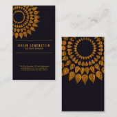 Rustikales Sonnenblume-Goldmuster-Schwarzes Visitenkarte (Vorne/Hinten)