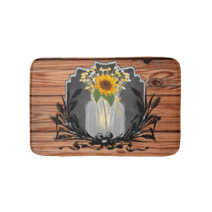 Rustikales Sonnenblume-Weckglas Badematte