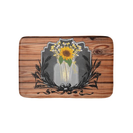 Rustikales Sonnenblume-Weckglas Badematte (Vorderseite)