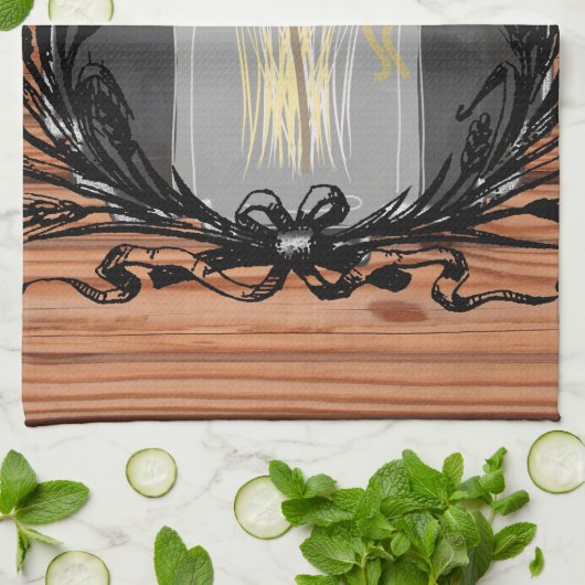 Rustikales Sonnenblume-Weckglas Küchentuch (Gefaltet)