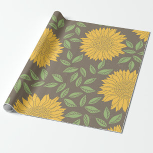 Rustikales Sonnenblumen-Blüten-Geschenkpapier Geschenkpapier
