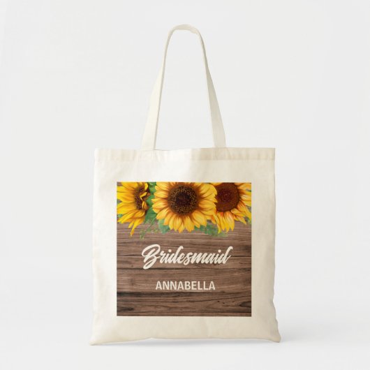 Rustikales Sonnenblumen-Brautjungfern-Geschenk Tragetasche (Vorne)