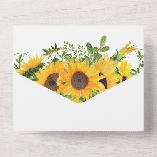 Rustikales Sonnenblumen-Brautparty All In One Einladung (Rückseite)