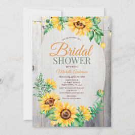 Rustikales Sonnenblumen Brautparty aus Holz und Li Einladung