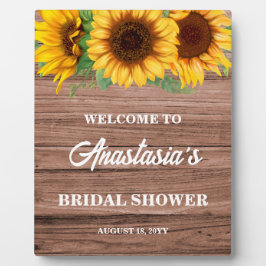 Rustikales Sonnenblumen-Brautparty Begrüßungszeich Fotoplatte