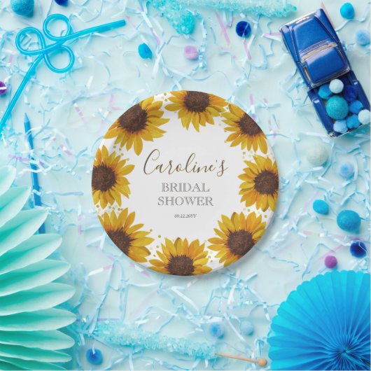 Rustikales Sonnenblumen-Brautparty Boho Wassercolo Pappteller (Party)