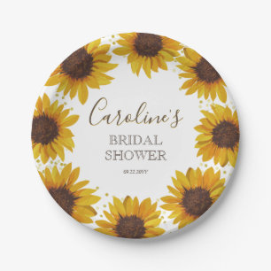 Rustikales Sonnenblumen-Brautparty Boho Wassercolo Pappteller