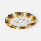 Rustikales Sonnenblumen-Brautparty Boho Wassercolo Pappteller (Schrägansicht)