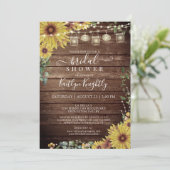 Rustikales Sonnenblumen-Brautparty Einladung (Stehend Vorderseite)