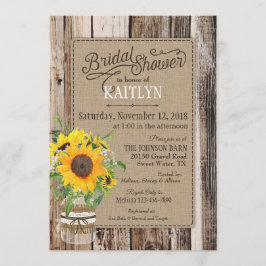 Rustikales Sonnenblumen-Brautparty Einladung