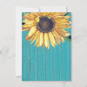 Rustikales Sonnenblumen-Brautparty für Aquamarine Einladung (Rückseite)