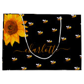 Rustikales Sonnenblumen-Brautparty Große Geschenktüte (Rückseite)