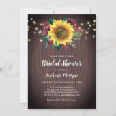 Rustikales Sonnenblumen-Brautparty mit blühenden L Einladung (Vorderseite)