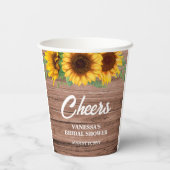 Rustikales Sonnenblumen-Brautparty Pappbecher (Rückseite)