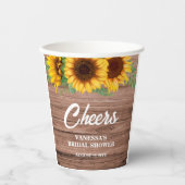 Rustikales Sonnenblumen-Brautparty Pappbecher (Vorderseite)