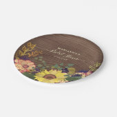 Rustikales Sonnenblumen-Brautparty Pappteller (Schrägansicht)