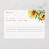 Rustikales Sonnenblumen Brautparty Rezept Begleitkarte (Vorderseite)