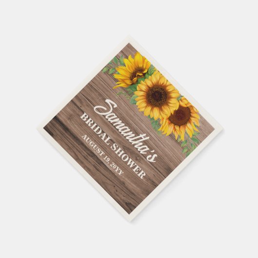 Rustikales Sonnenblumen-Brautparty Serviette (Ecke)