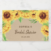 Rustikales Sonnenblumen Brautparty Sparkling Weink Schaumweinetikett (Einzelnes Label)