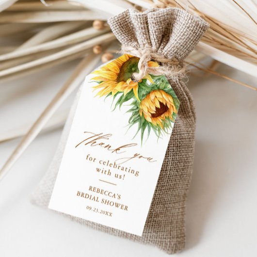 Rustikales Sonnenblumen-Brautparty Vielen Dank Geschenkanhänger