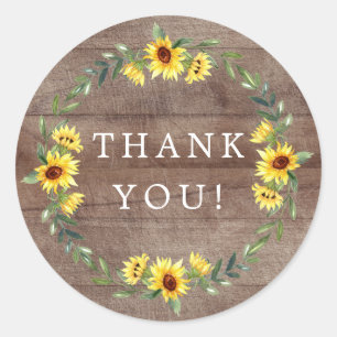 Rustikales Sonnenblumen-Brautparty Vielen Dank Runder Aufkleber