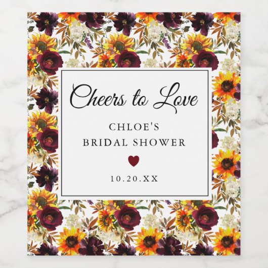 Rustikales Sonnenblumen-Brautparty Weinetikett (Einzelnes Label)