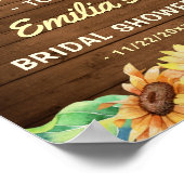 Rustikales Sonnenblumen-Brautparty Willkommen Poster (Ecke)