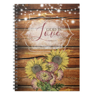 Rustikales Sonnenblumen-Christen-Journal-Notizbuch Notizblock