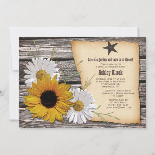 Rustikales Sonnenblumen Daisy Brautparty Einladung