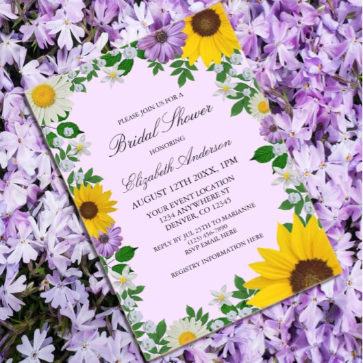 Rustikales Sonnenblumen Daisy Floral Brautparty Acryleinladungen