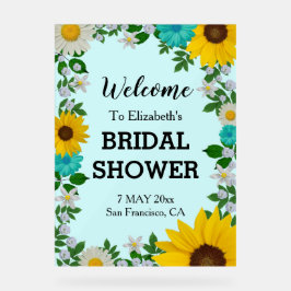 Rustikales Sonnenblumen Daisy Floral Brautparty Acrylschild