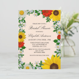 Rustikales Sonnenblumen Daisy Floral Brautparty Einladung