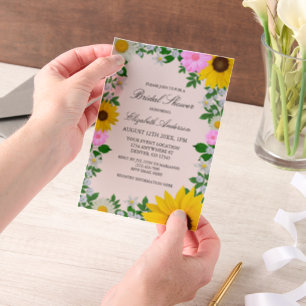 Rustikales Sonnenblumen Daisy Floral Brautparty Pergament Einladungen