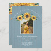 Rustikales Sonnenblumen Dusty Blue Wedding Brautpa Einladung (Vorne/Hinten)