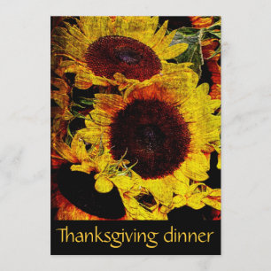 rustikales Sonnenblumen Erntedank-Abendessen-Party Einladung