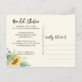 Rustikales Sonnenblumen Eukalyptus Grünes Brautpar Einladungspostkarte (Rückseite)