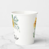 Rustikales Sonnenblumen Eukalyptus Grünes Brautpar Pappbecher (Links)