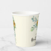 Rustikales Sonnenblumen Eukalyptus Grünes Brautpar Pappbecher (Rechts)