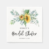 Rustikales Sonnenblumen Eukalyptus Grünes Brautpar Serviette (Vorderseite)