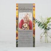 Rustikales Sonnenblumen Foto Beerdigung Digitaler  Einladung (Stehend Vorderseite)