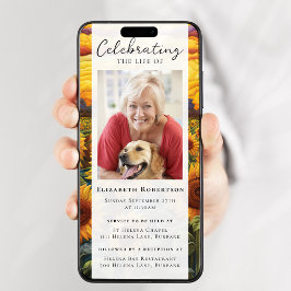 Rustikales Sonnenblumen Foto Beerdigung Digitaler Einladung