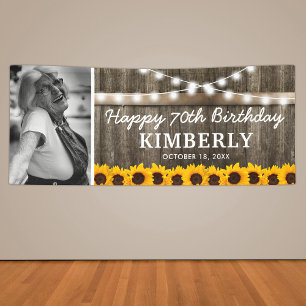 Rustikales Sonnenblumen-Foto-Geburtstagsbanner Banner