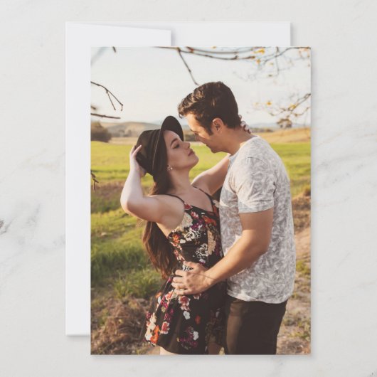 Rustikales Sonnenblumen & Foto Save the Date in Einladung (Rückseite)