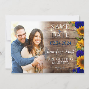 Rustikales Sonnenblumen-Foto Save the Date Karte