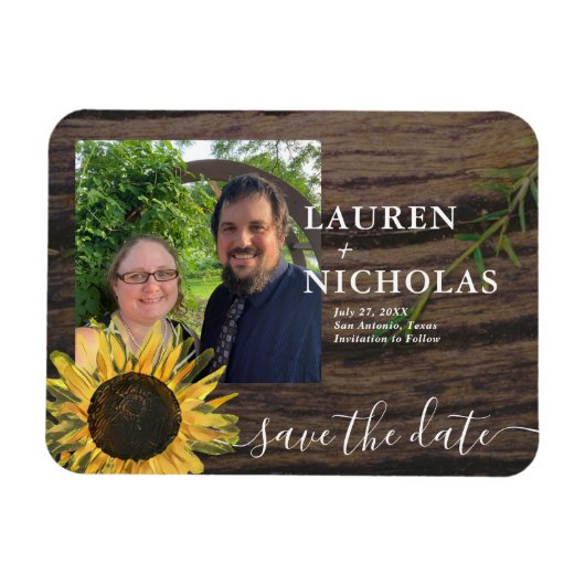 Rustikales Sonnenblumen-Foto Save the Date Magnet (Horizontal)